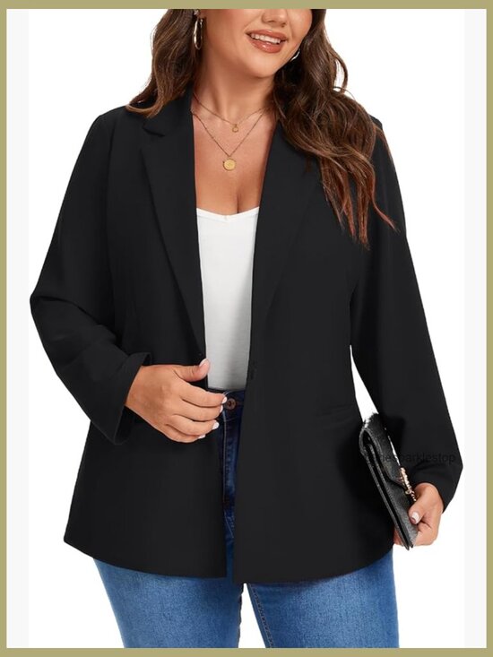 Jackets & Blazers - Polyester Spandex Blazer Long Sleeve Notch Lapel Button Front Pockets